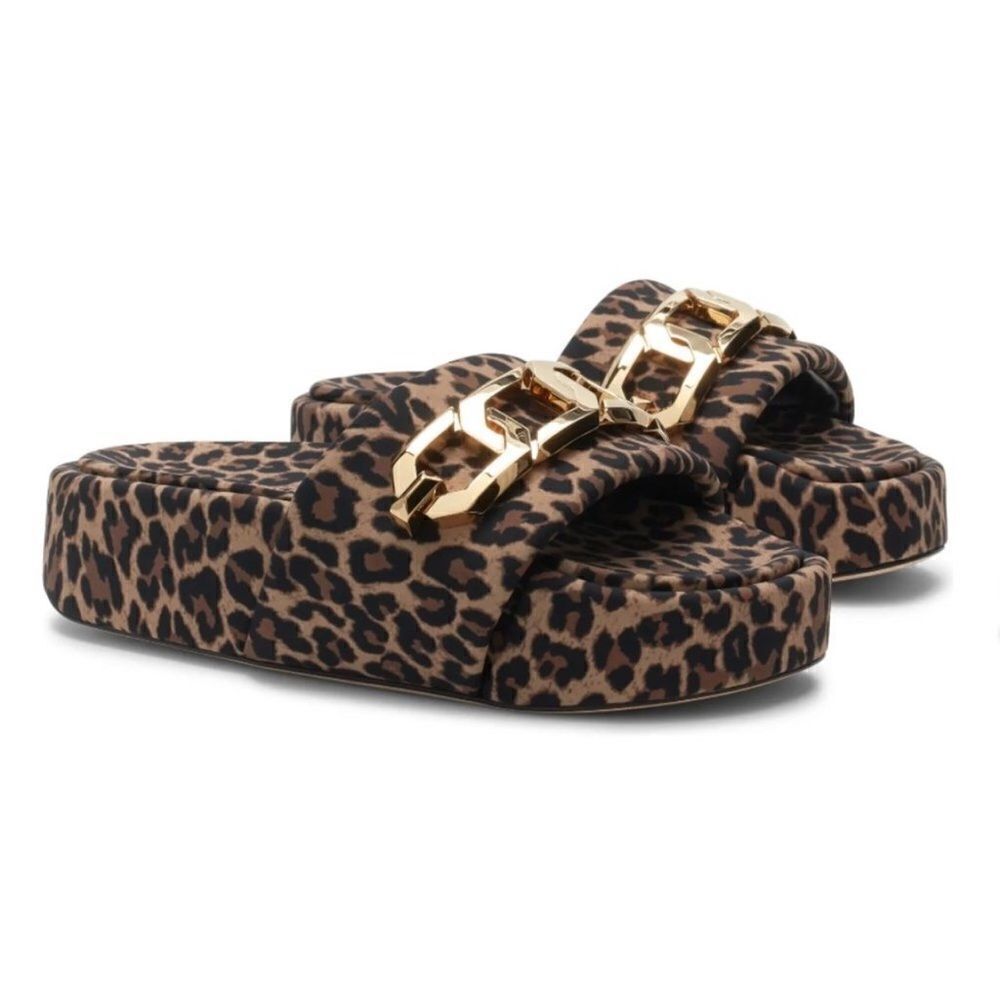 Good American Chain Platform Slide Sandal Leopard
Size 7 1/2
